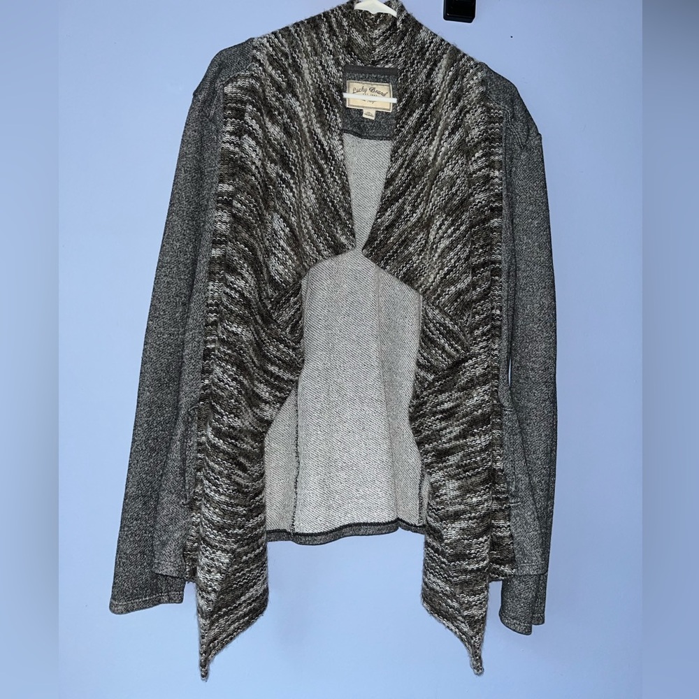 Lucky Brand Open Front Drape Knit Cardigan Sweater Gray Size XL - Picture 2 of 4